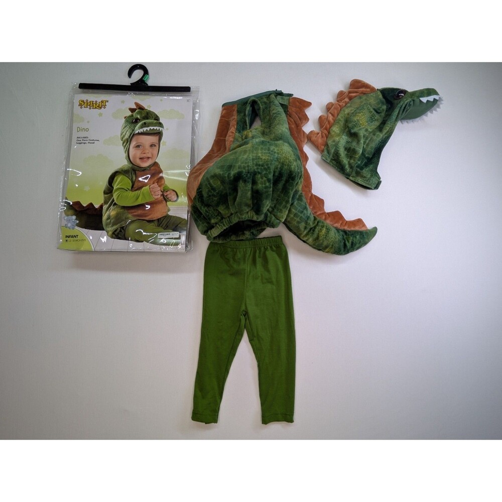 Spirit Halloween Baby Plush Dinosaur Costume Green 12-18 Months Infant Complete